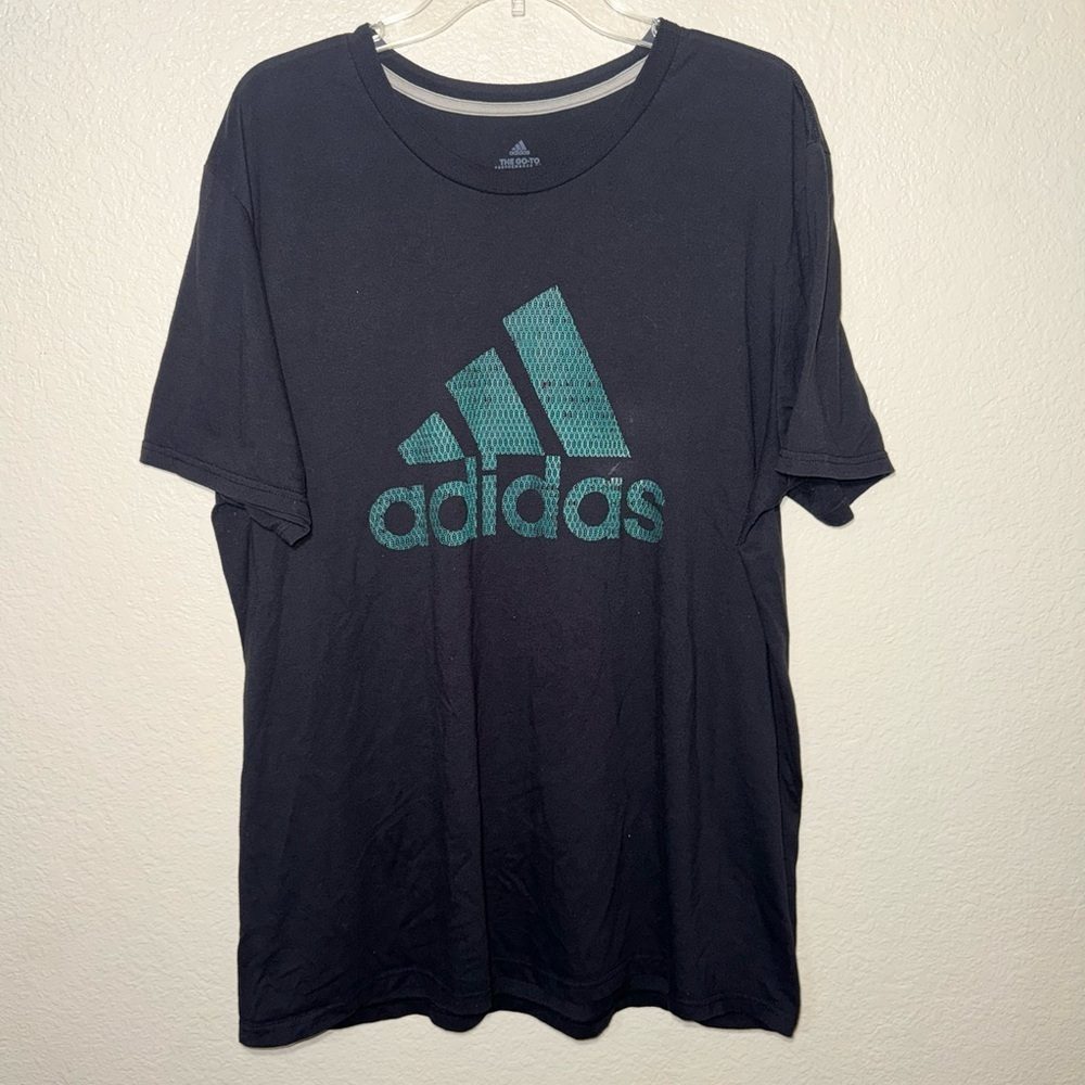 Adidas Logo T Shirt Men’s 2XL Black Short Sleeve Athletic Activewear
